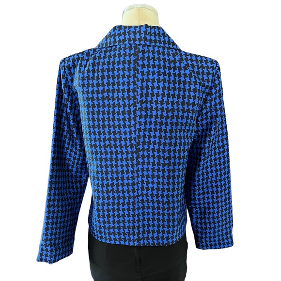 Peck & Peck |100% SILK Royal Blue/Black Houndstooth Jacket 8P - Picture 6 of 8